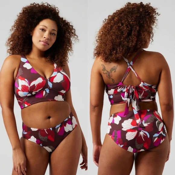 Athleta Other - Athleta Plunge Bikini Top D-dd Decadent Chocolate Hero Bloom Large
